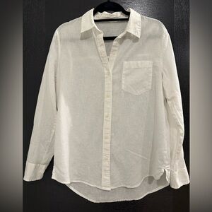 GAP linen-cotton white button down blouse S